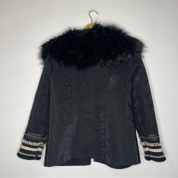 Judith March Lagerfeld Black Fur Blazer Jacket Size Large - Picture 6 of 8
